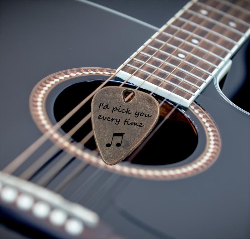 JUPPE Personalized Bronze Engraved Guitar Picks Music Gifts For Guitarist I'd Pick You Every Time Birthday Gifts For Boyfriend Husband Father (Bronze I'd Pick You Every Time) - Image 5